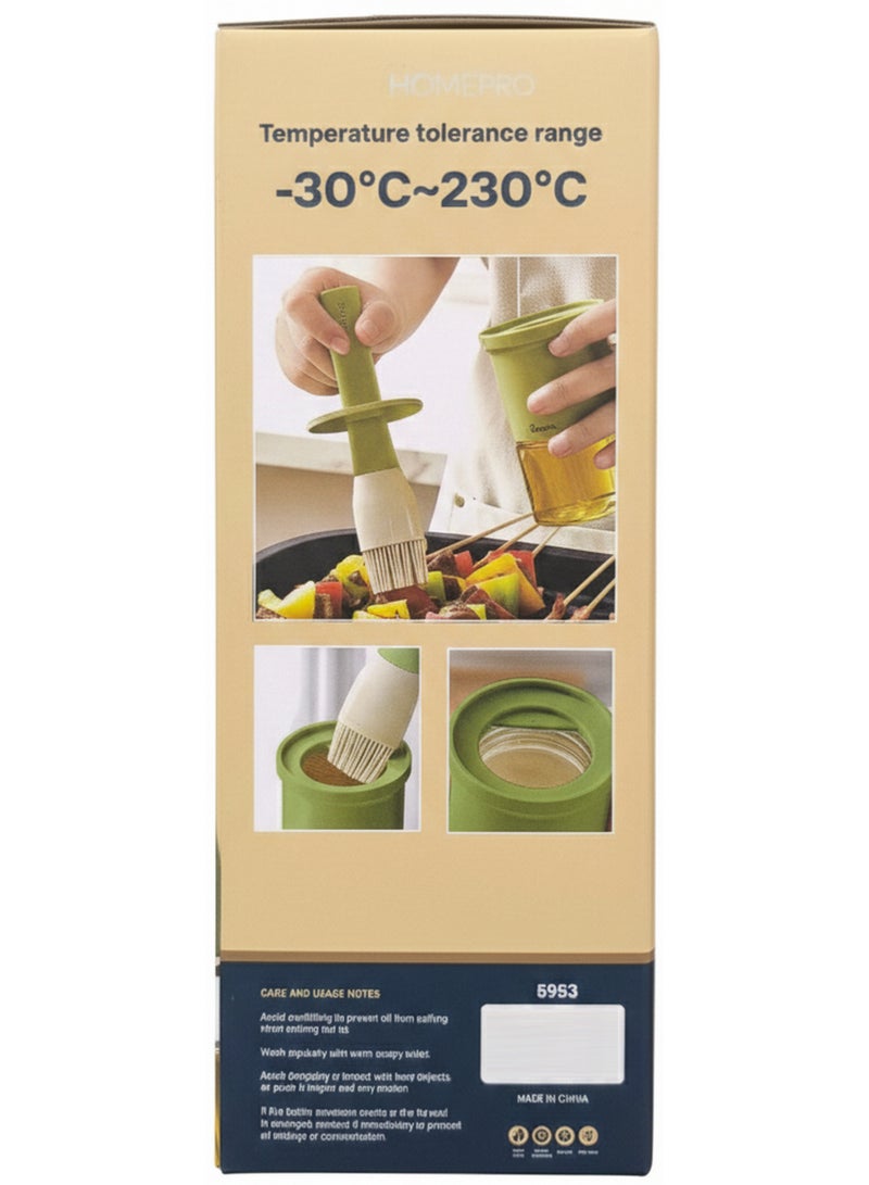HomePro Oil Bottle With Brush Green 300 ML - Image 2